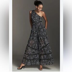 By Anthropologie One-Shoulder Printed Jumpsuit Size XS NWT